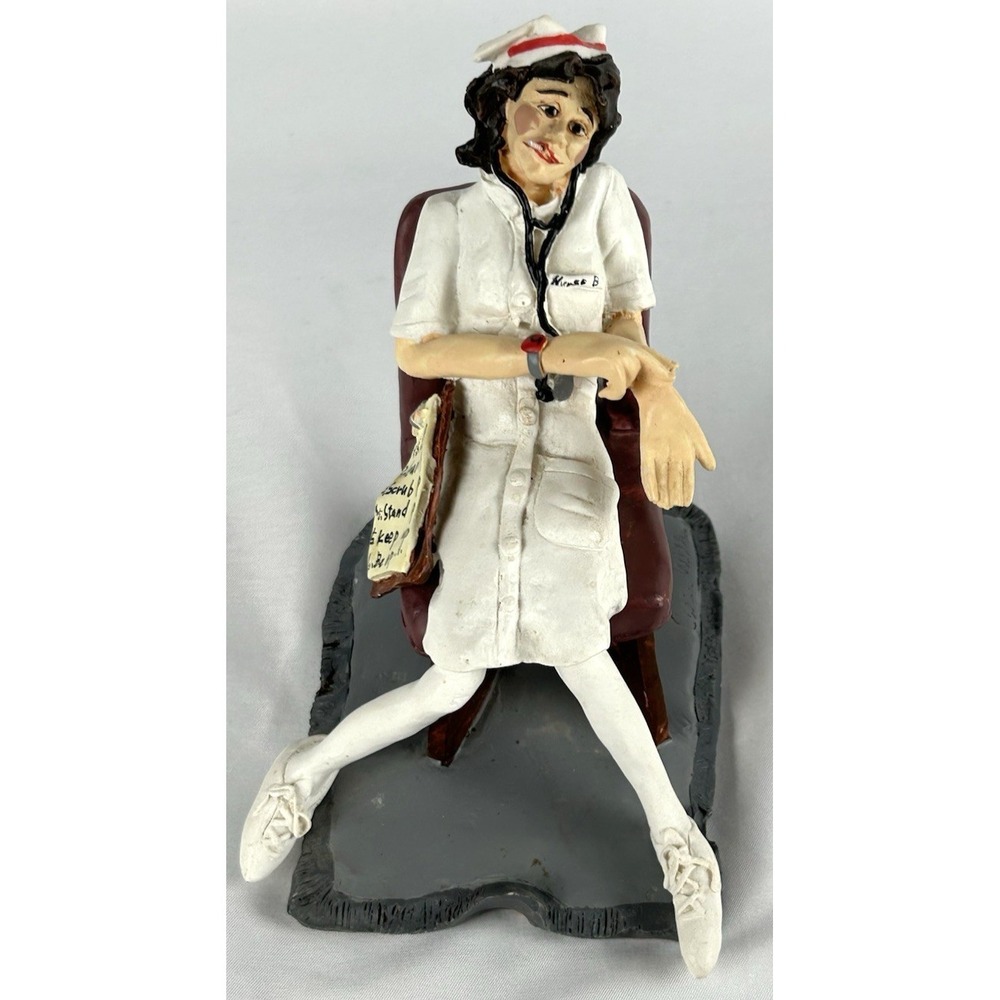 Vintage Signed Caren Miller Nurse Figurine Display Museum Collection Life MVPs